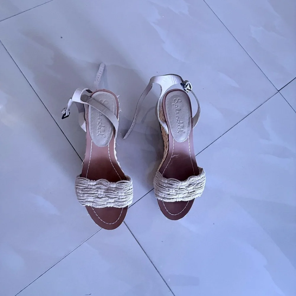 Splendid Cream Woven Espadrille Wedge Sandals size 6M